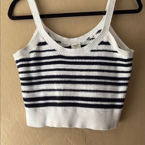 ABERCROMBIE & FITCH • striped crochet sweater tank
